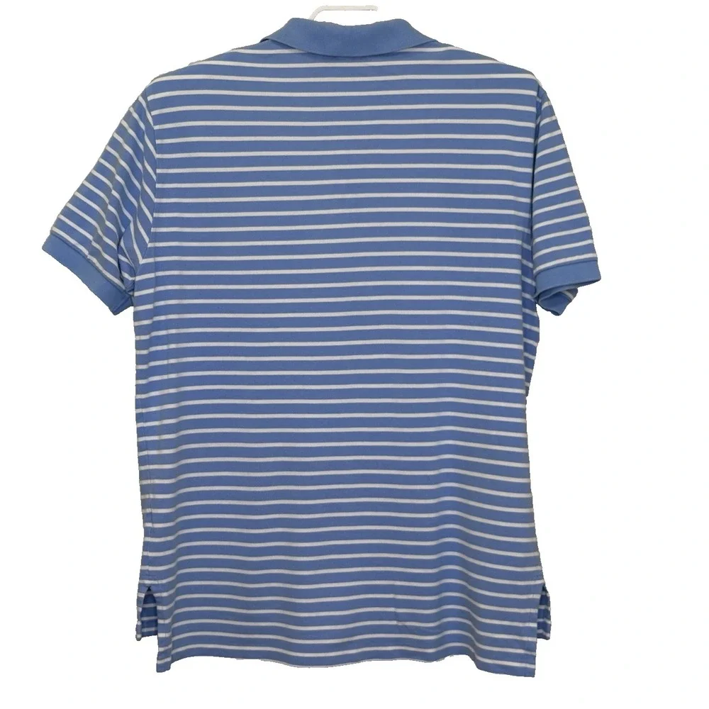 Polo Ralph Lauren Polo Shirt Mens Sz XL‎ Light Blue Striped Short Sleeve Preppy